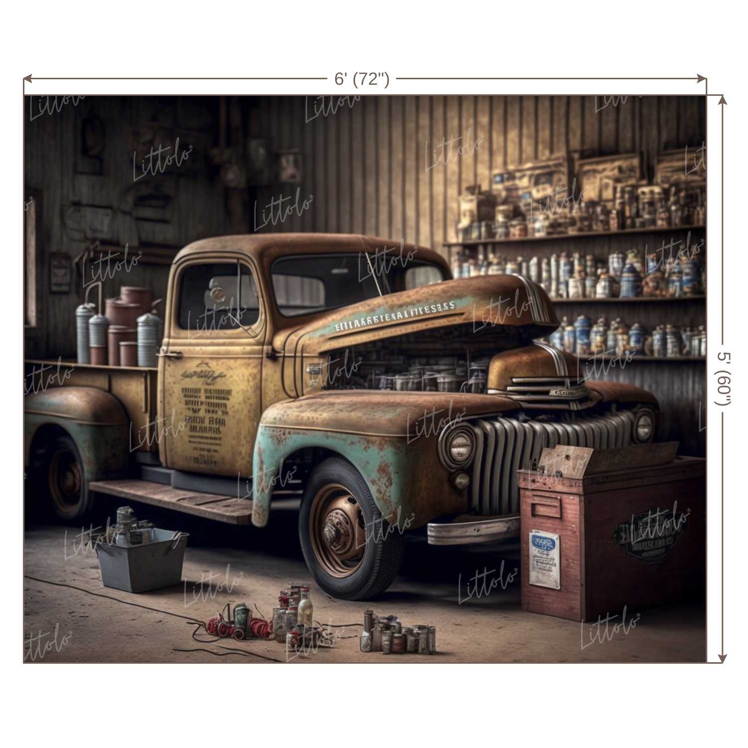 LB0669 Vintage Garage Backdrop