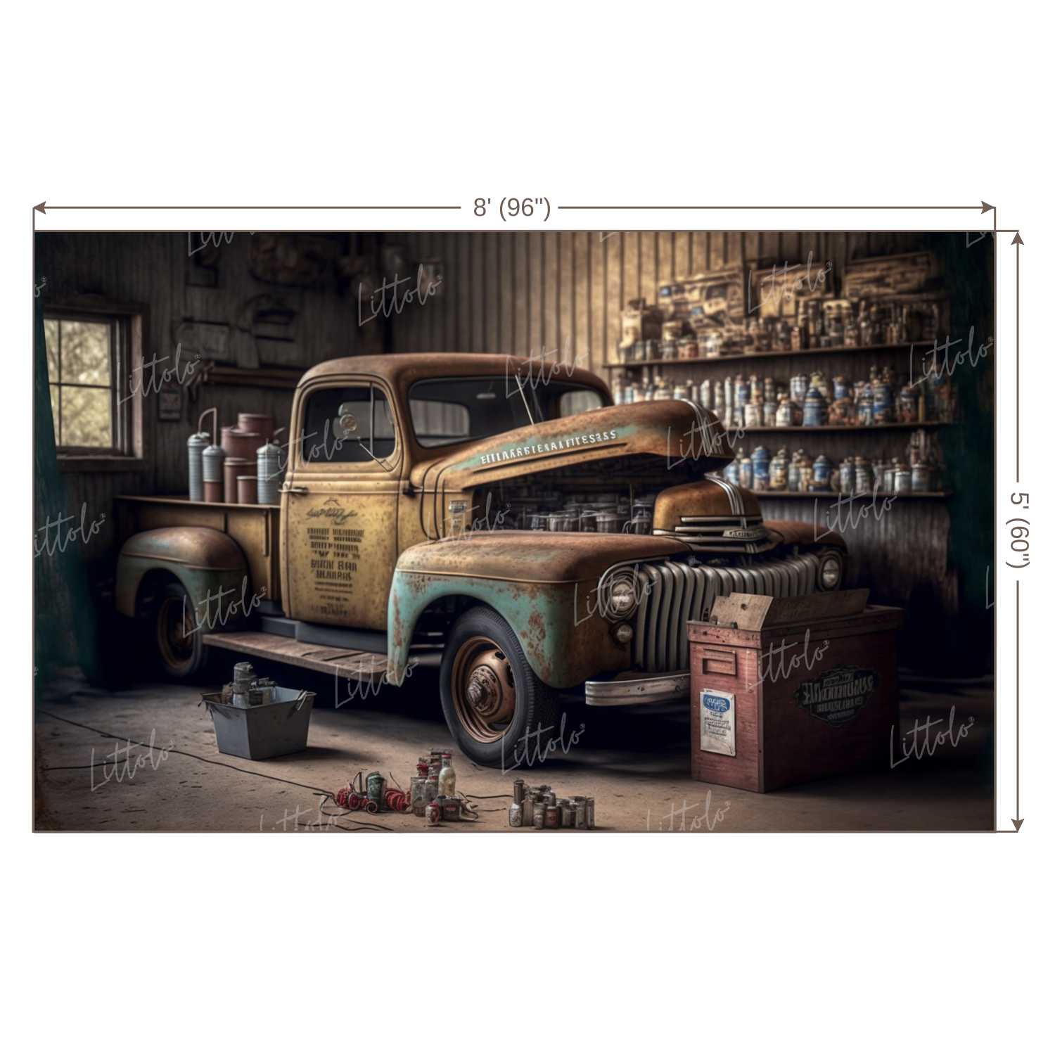 LB0669 Vintage Garage Backdrop