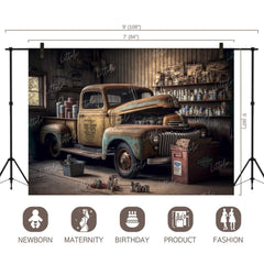 LB0669 Vintage Garage Backdrop