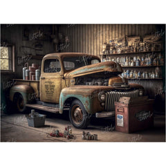 LB0669 Vintage Garage Backdrop