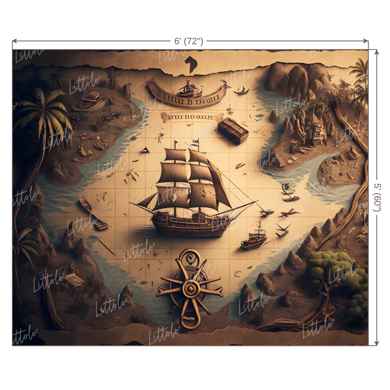 LB0670 Pirate Map Treasure Backdrop