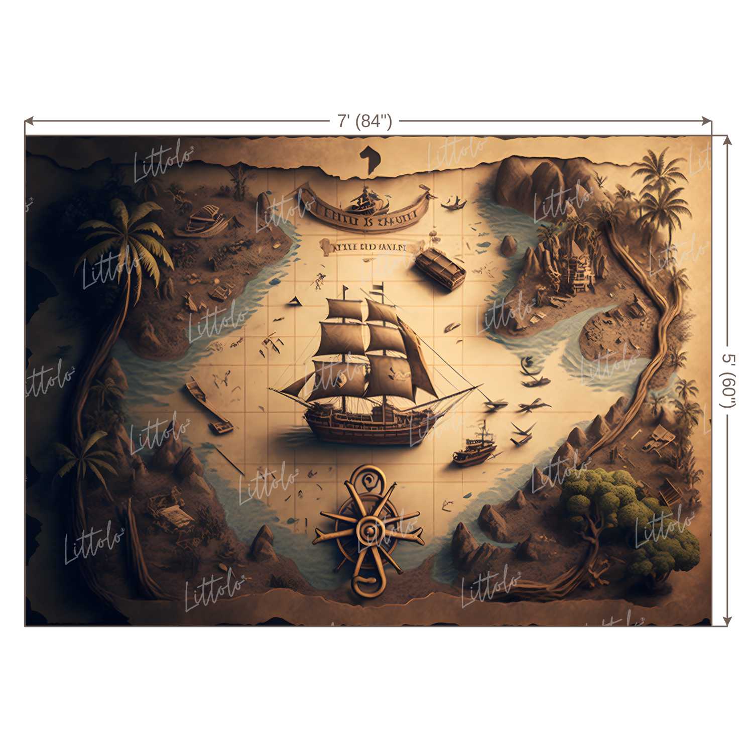 LB0670 Pirate Map Treasure Backdrop