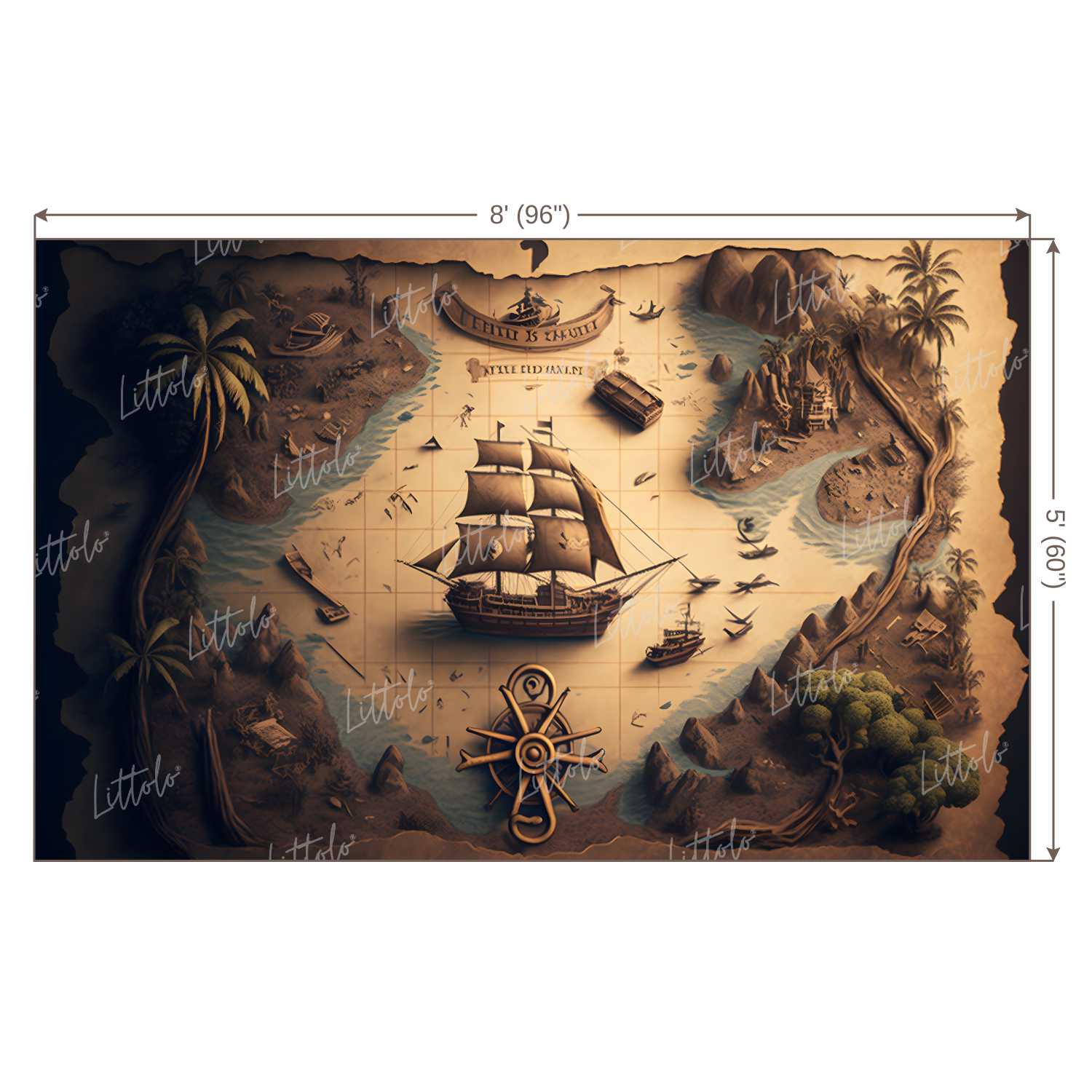 LB0670 Pirate Map Treasure Backdrop