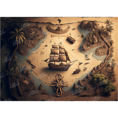 LB0670 Pirate Map Treasure Backdrop