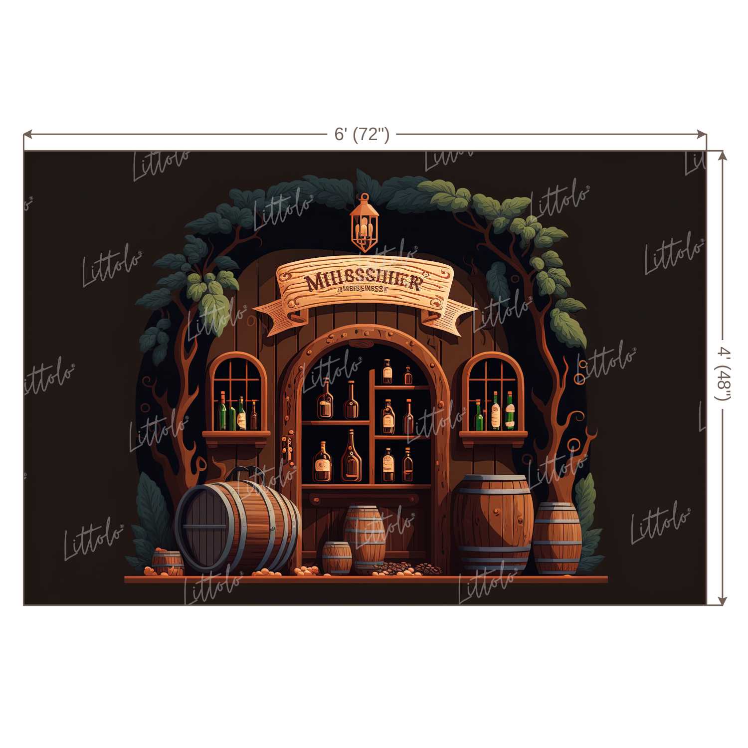 LB0672 wine cellar wooden barrel Backdrop