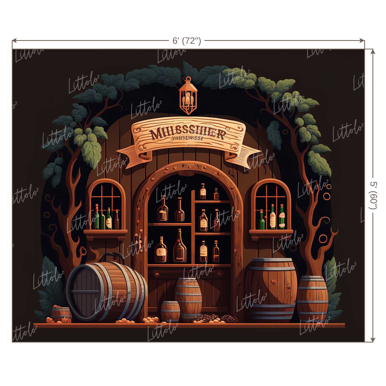 LB0672 wine cellar wooden barrel Backdrop