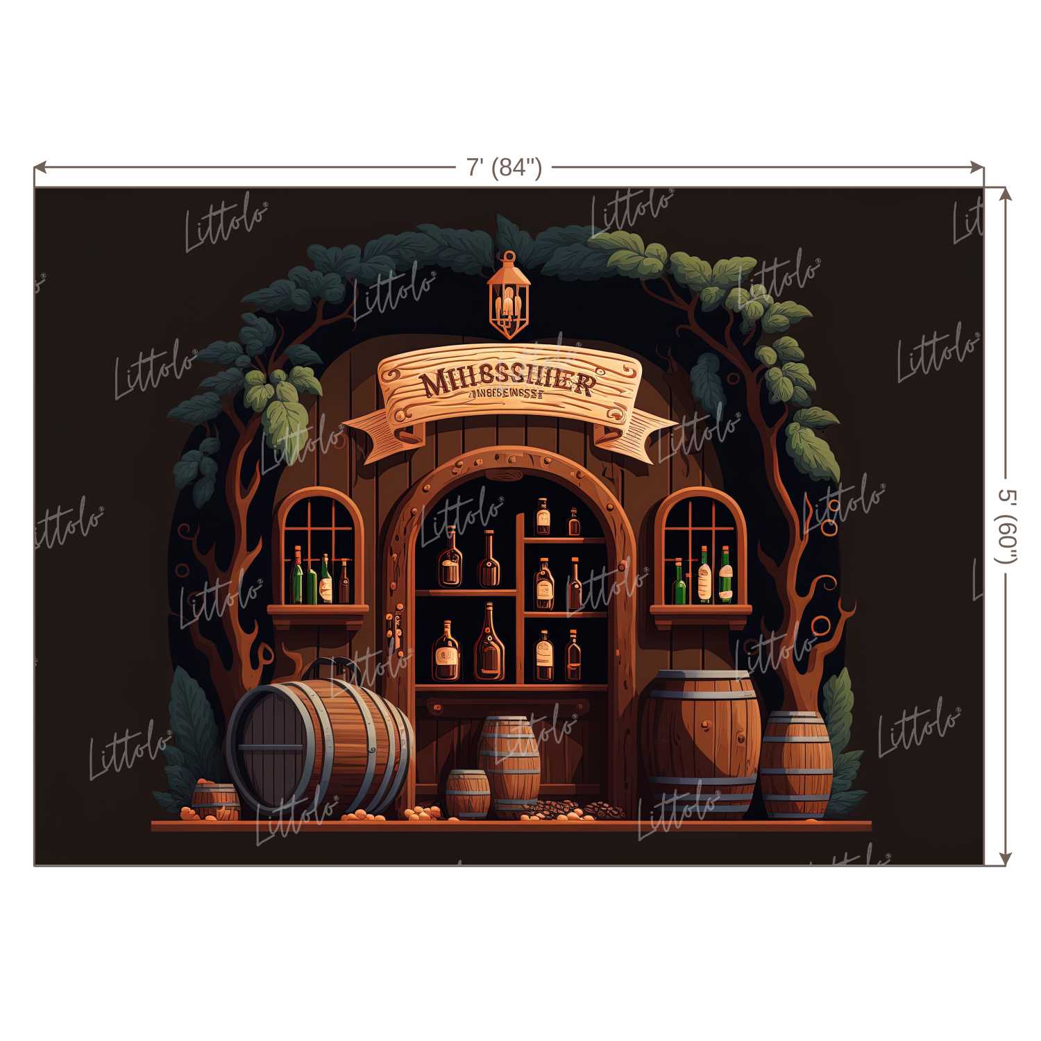 LB0672 wine cellar wooden barrel Backdrop