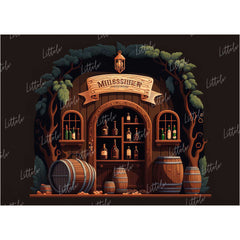 LB0672 wine cellar wooden barrel Backdrop