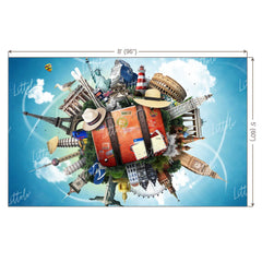 LB0687 World Map Travel Backdrop