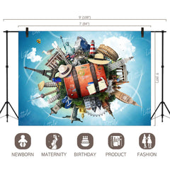 LB0687 World Map Travel Backdrop