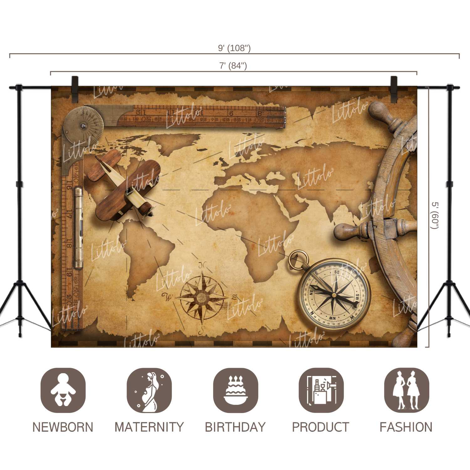 LB0689 World Map Backdrop