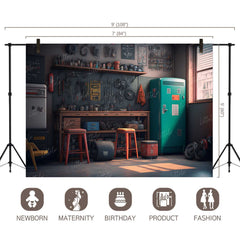 LB0708 Vintage Garage Backdrop