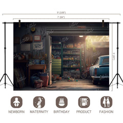 LB0712 Vintage Garage Backdrop