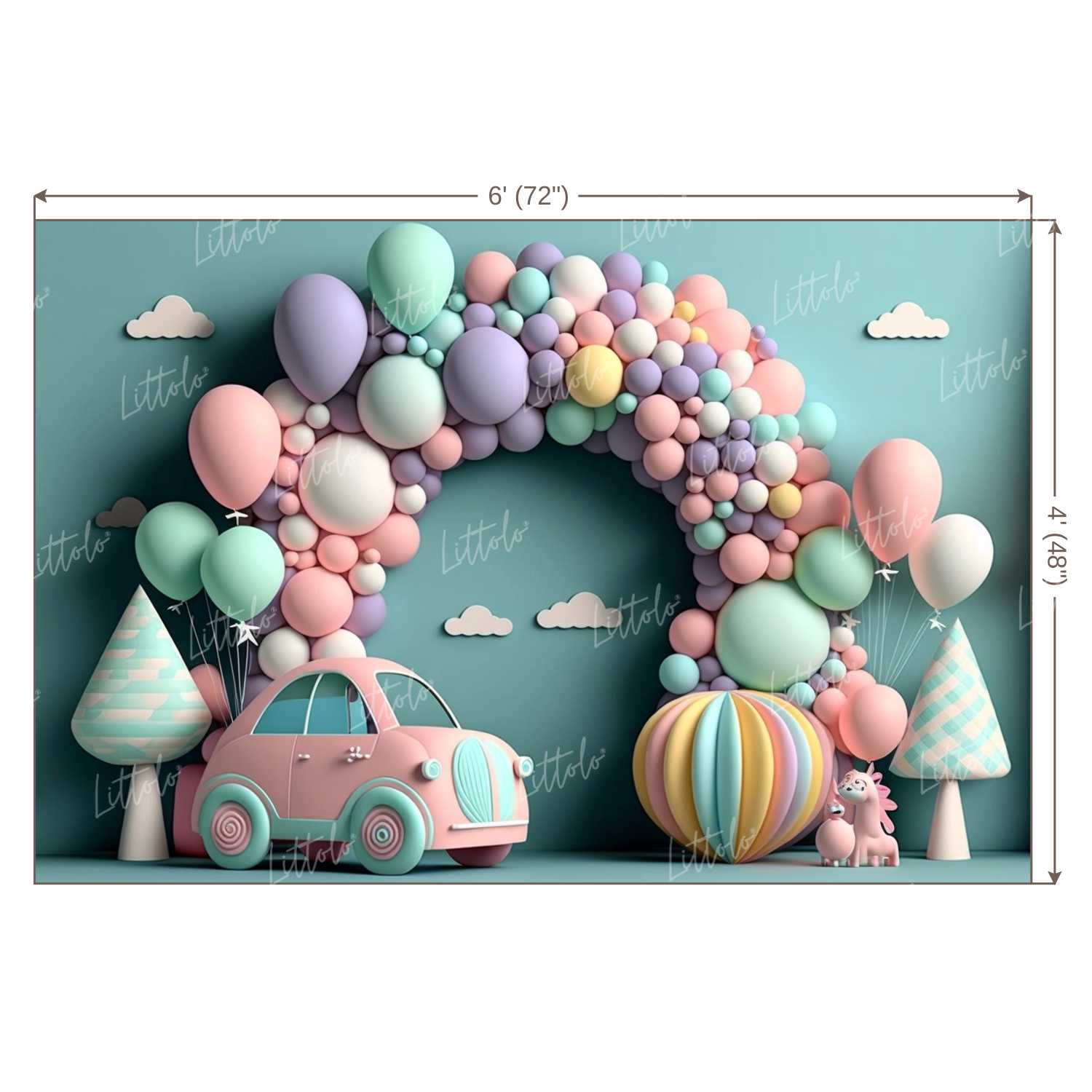 LB0717 Balloons Garland Backdrop