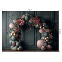 LB0727 Balloons Garland Floral Backdrop