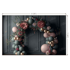 LB0727 Balloons Garland Floral Backdrop