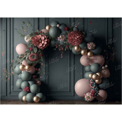 LB0727 Balloons Garland Floral Backdrop