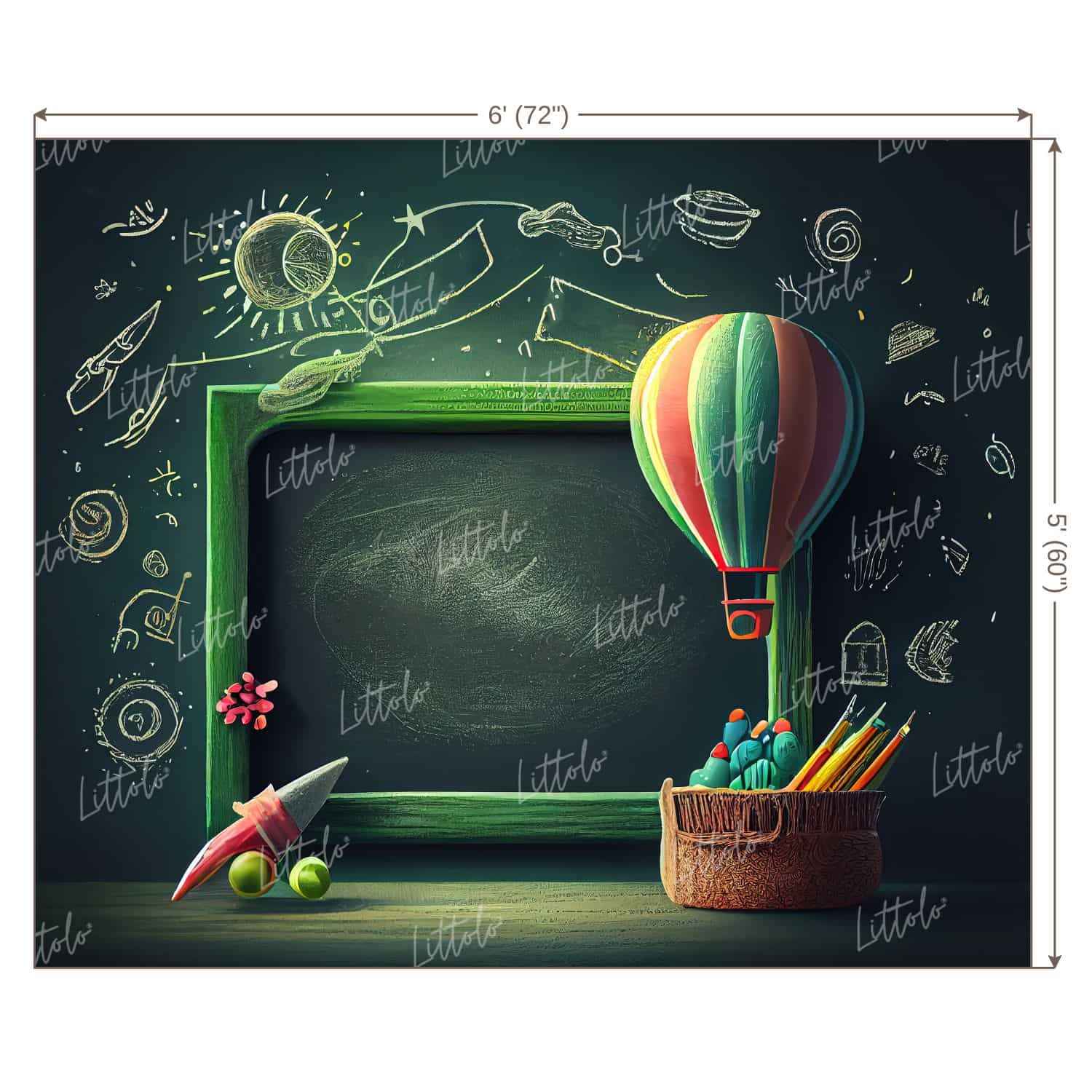 LB0734 Back to School Chalk Board Backdrop