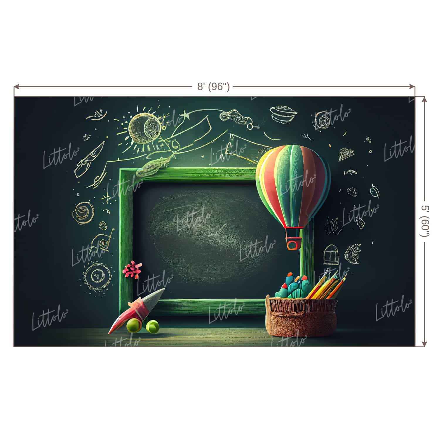 LB0734 Back to School Chalk Board Backdrop