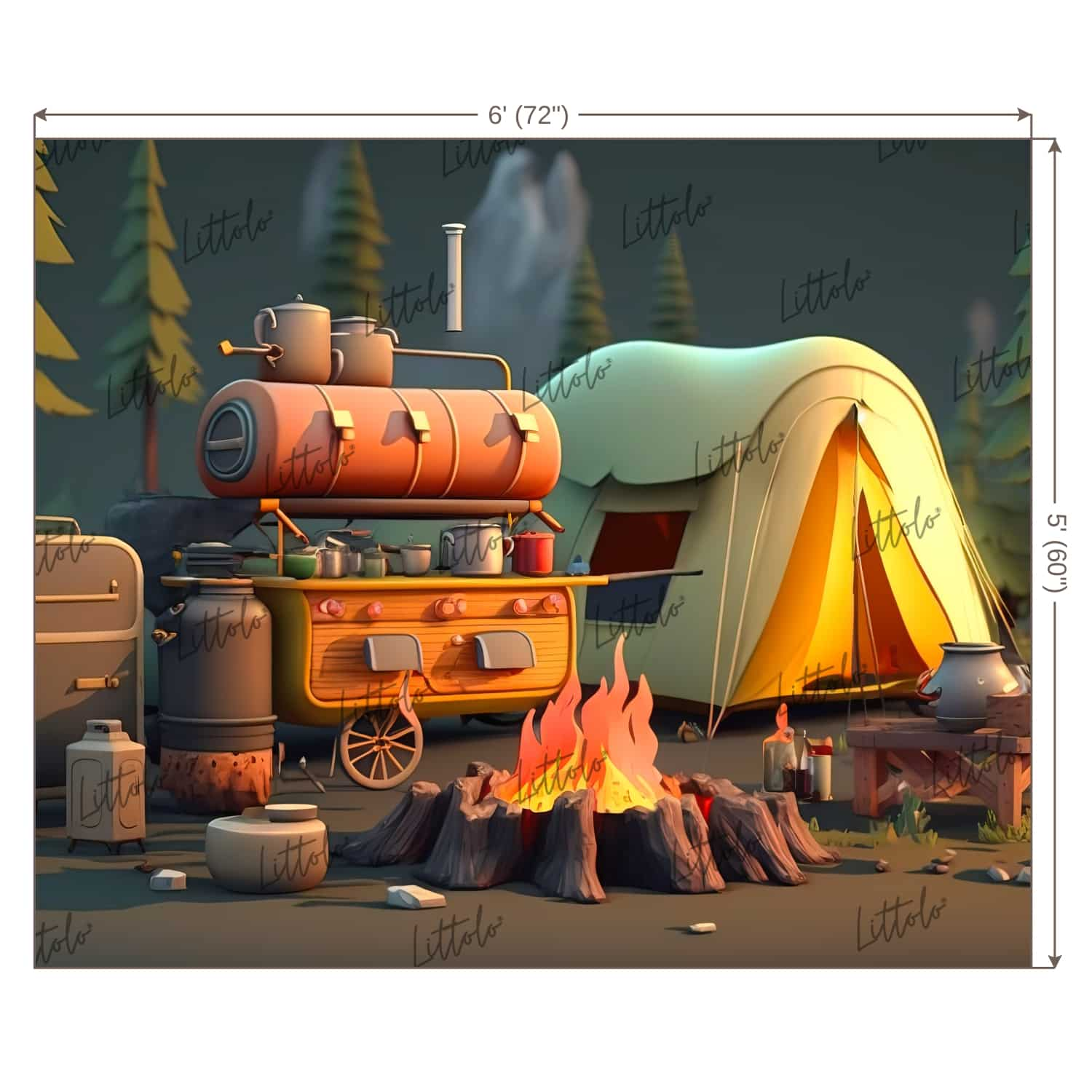 LB0740 Adventure Camping Backdrop