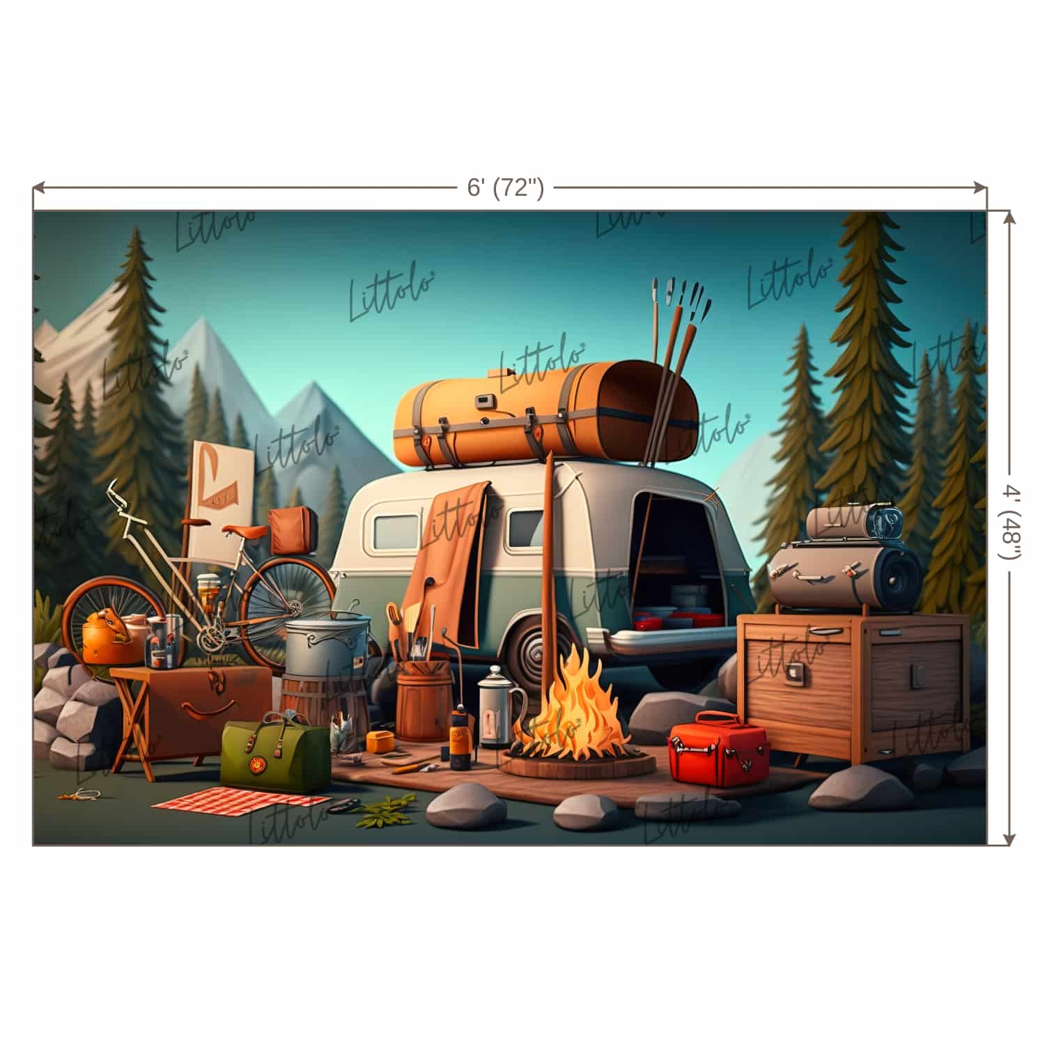 LB0741 Adventure Camping Backdrop