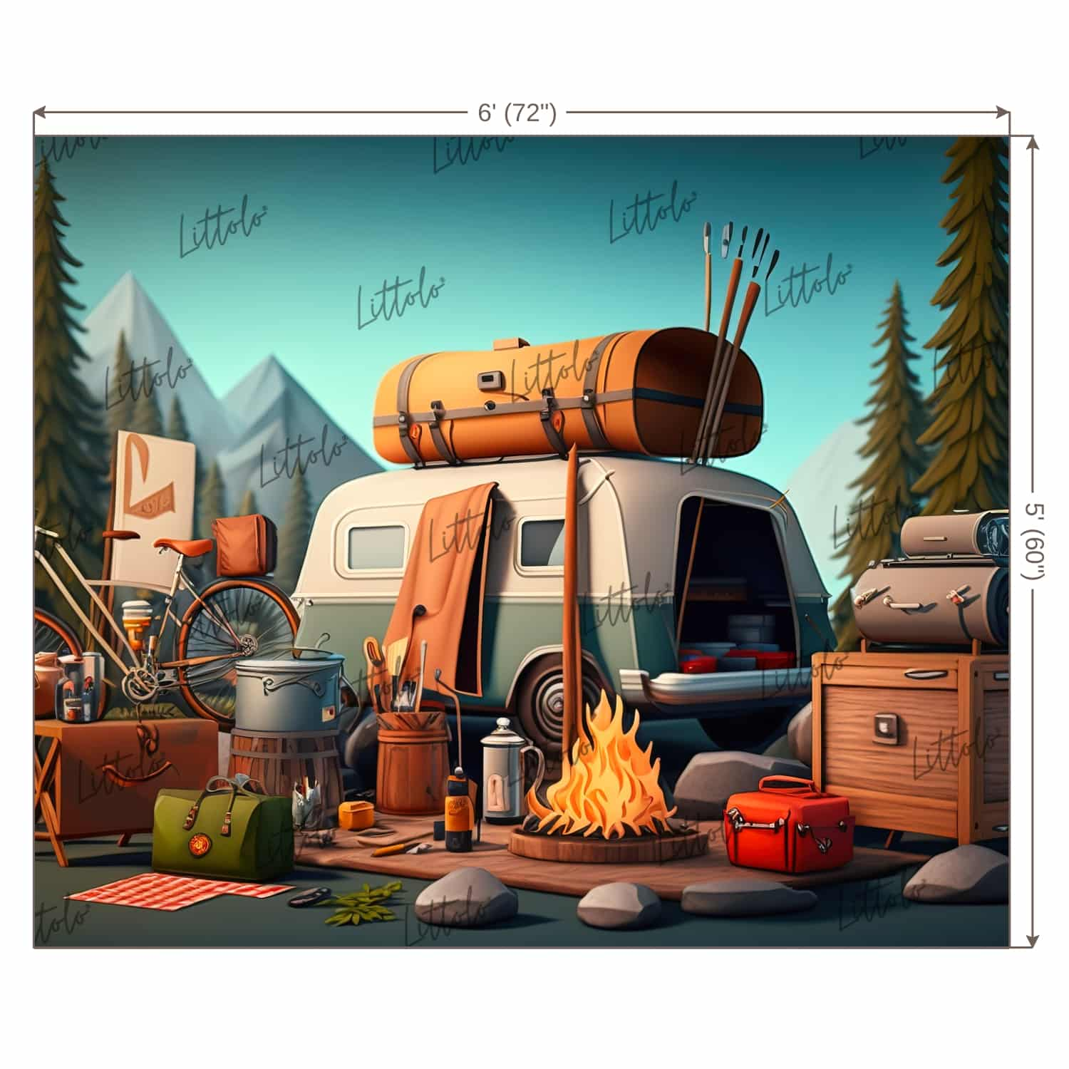 LB0741 Adventure Camping Backdrop