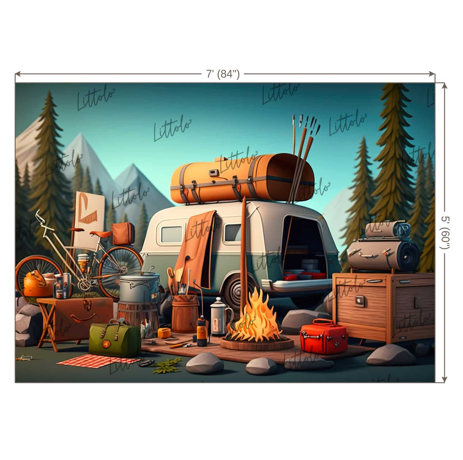 LB0741 Adventure Camping Backdrop