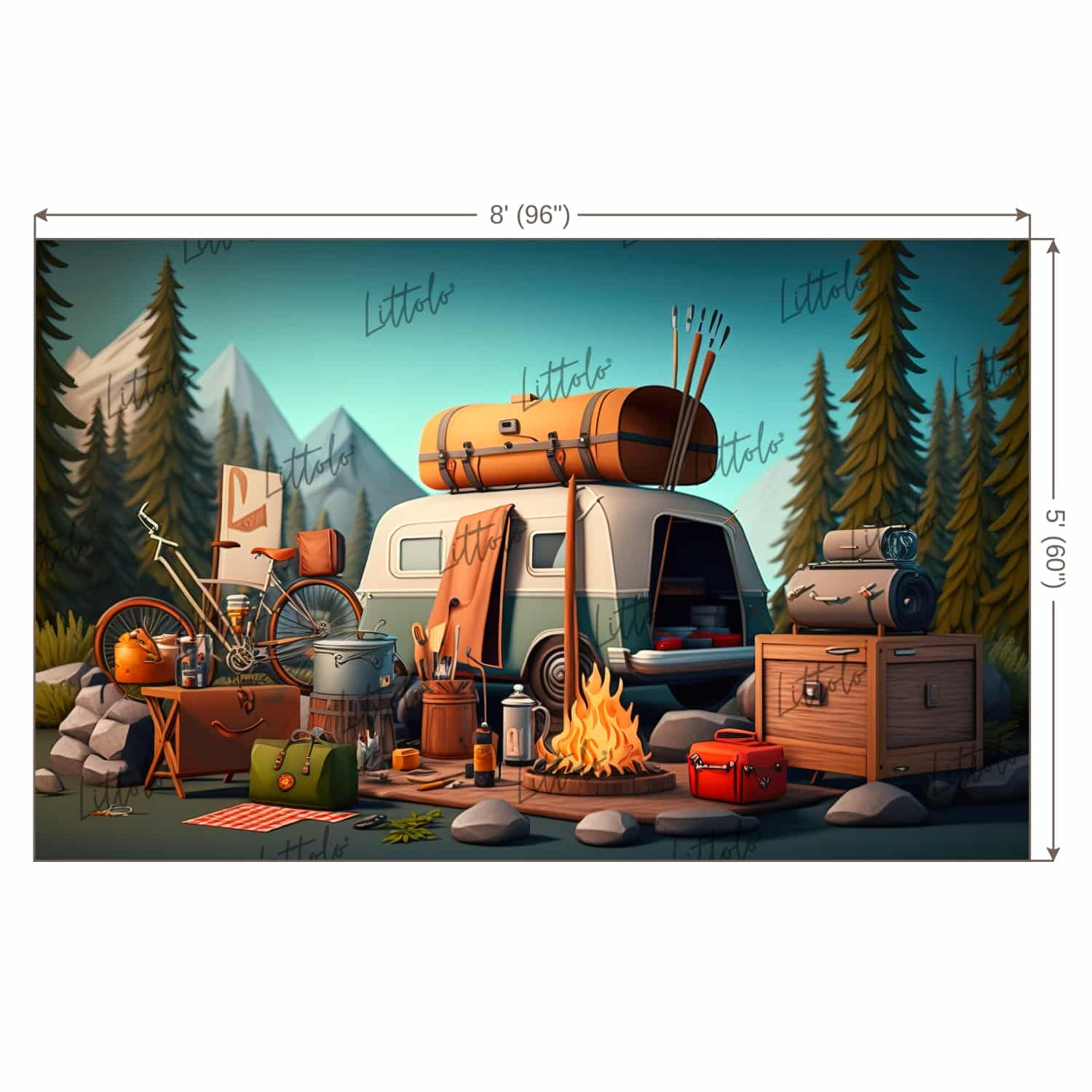 LB0741 Adventure Camping Backdrop