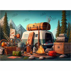 LB0741 Adventure Camping Backdrop