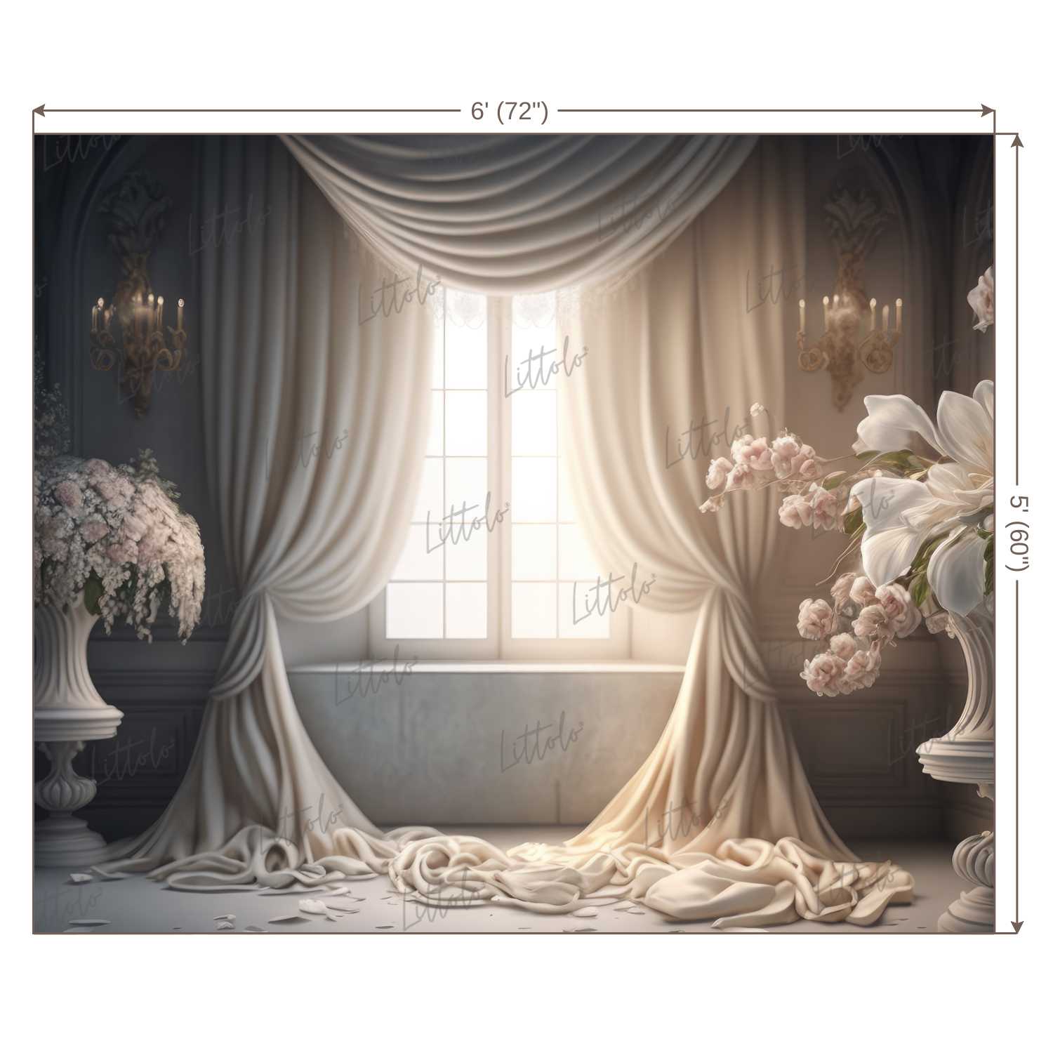 LB0744 Curtain Drape Floral Backdrop