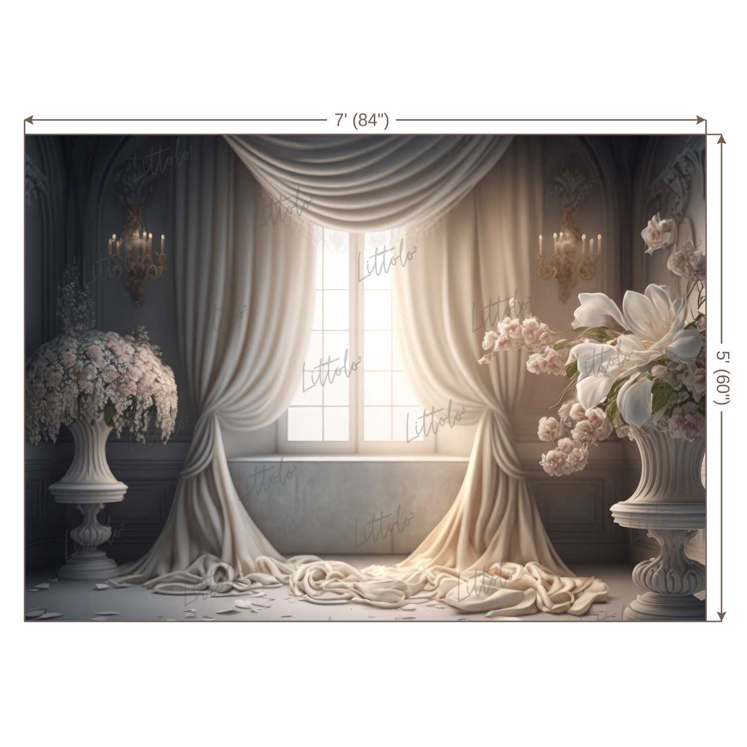 LB0744 Curtain Drape Floral Backdrop