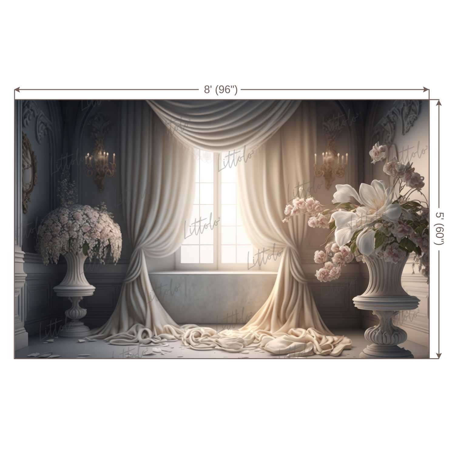 LB0744 Curtain Drape Floral Backdrop