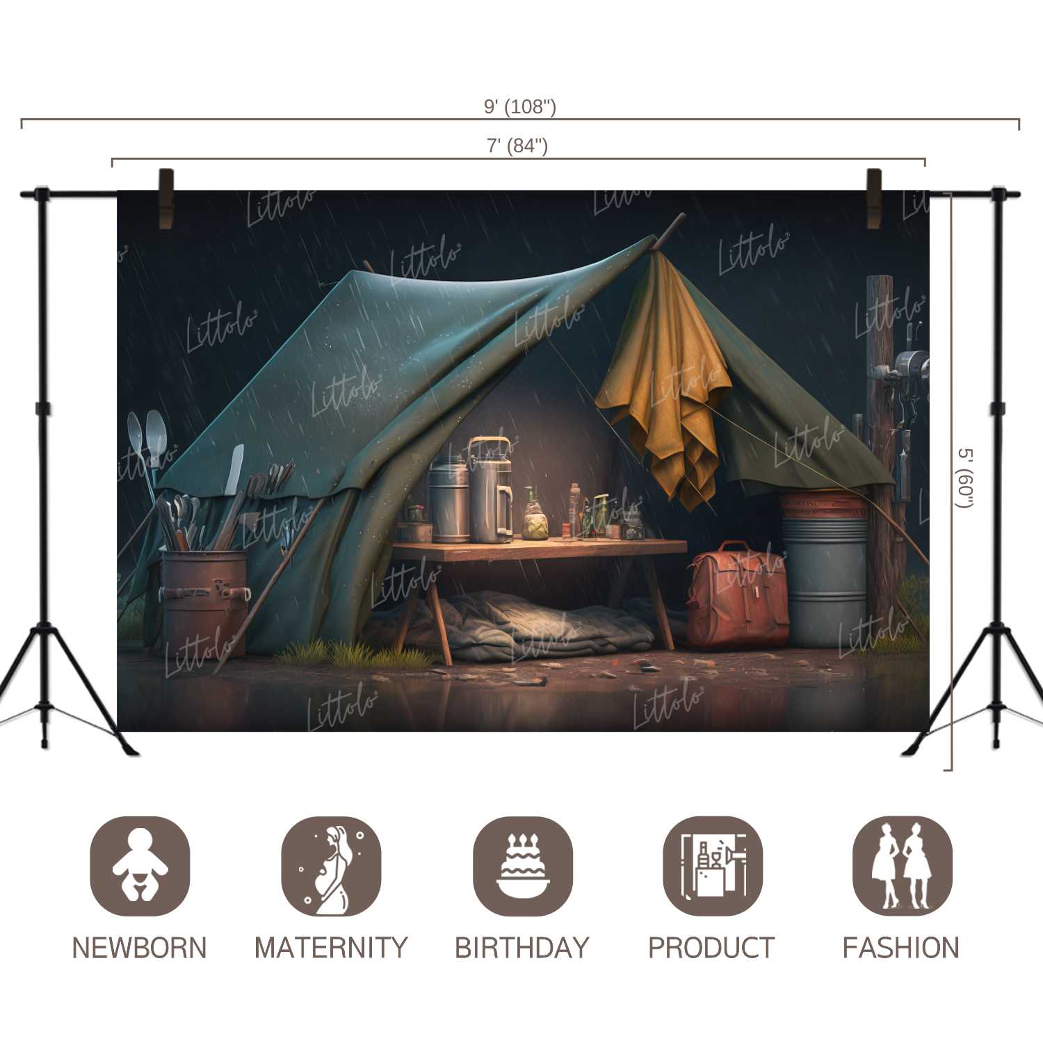 LB0746 Adventure Camping Backdrop