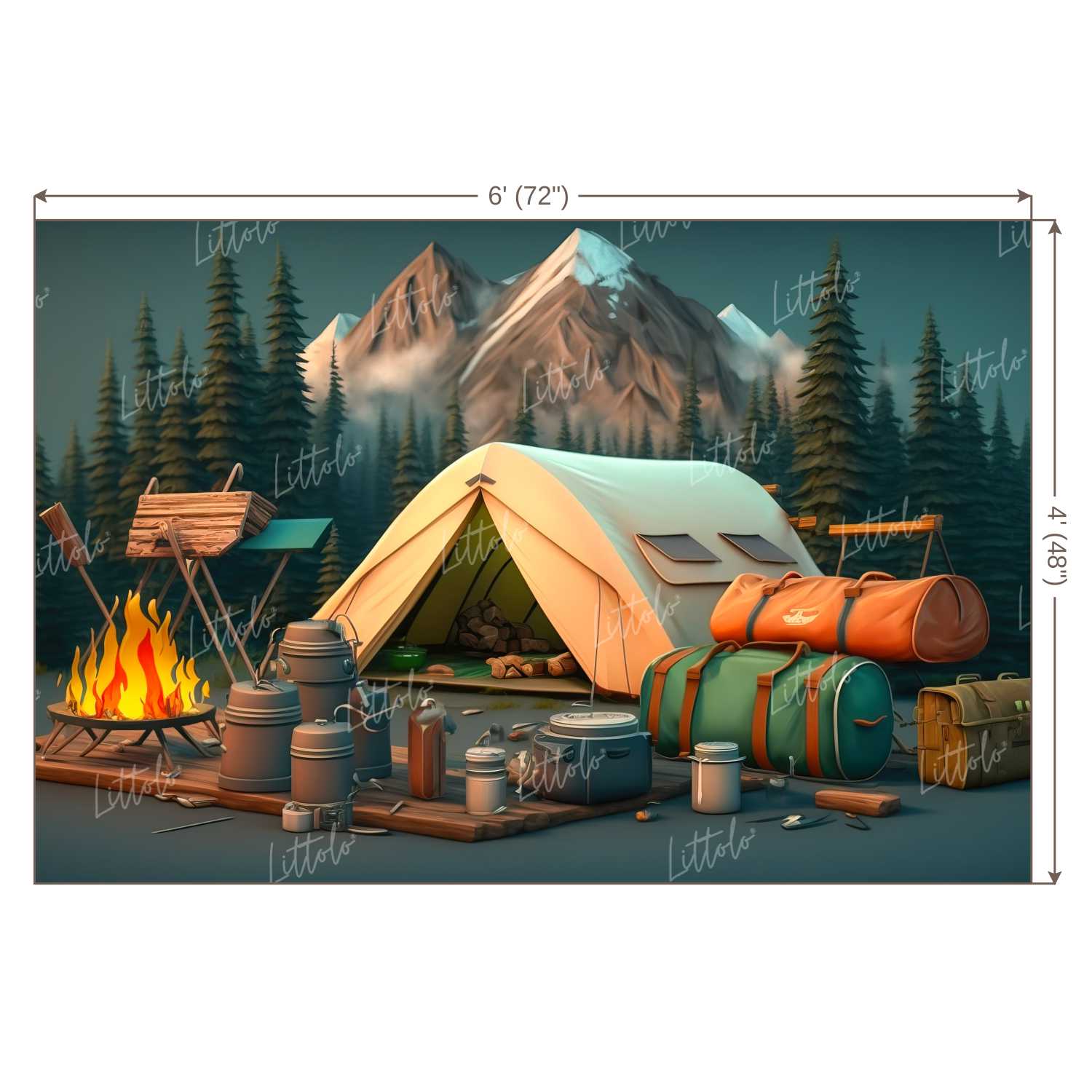 LB0749 Adventure Camping Backdrop