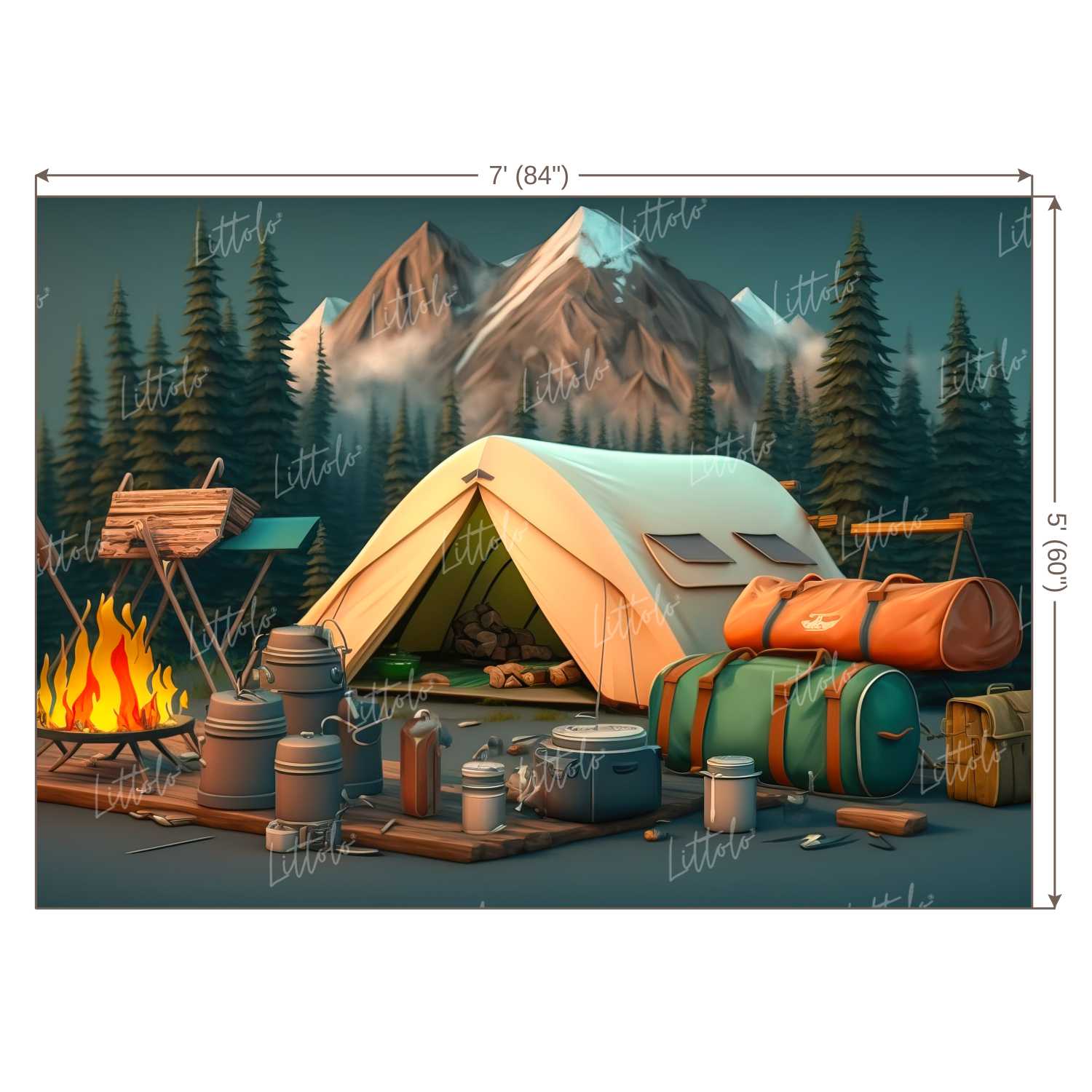 LB0749 Adventure Camping Backdrop