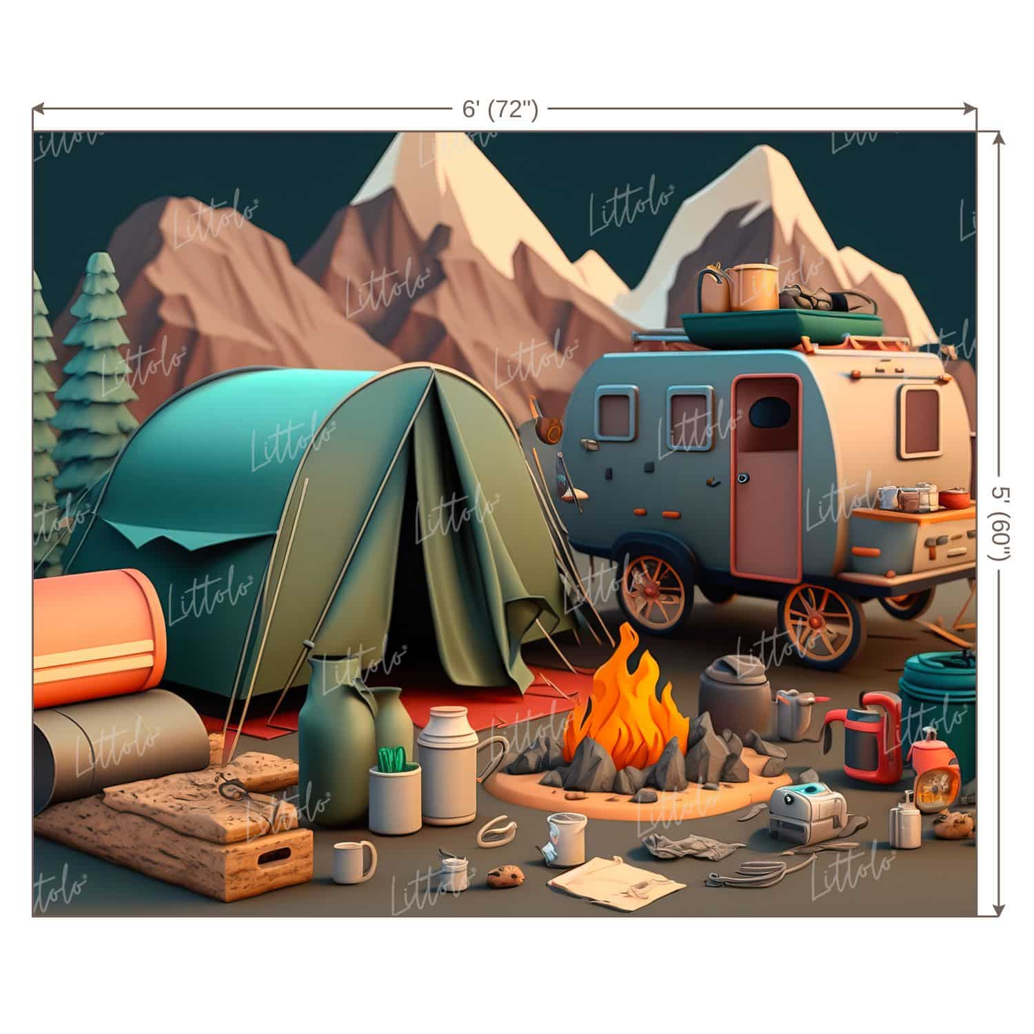 LB0750 Adventure Camping Backdrop