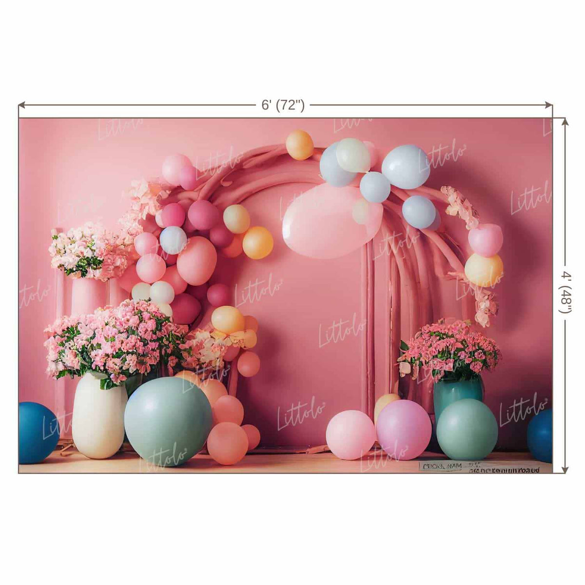 LB0762 Balloons Garland Floral Backdrop