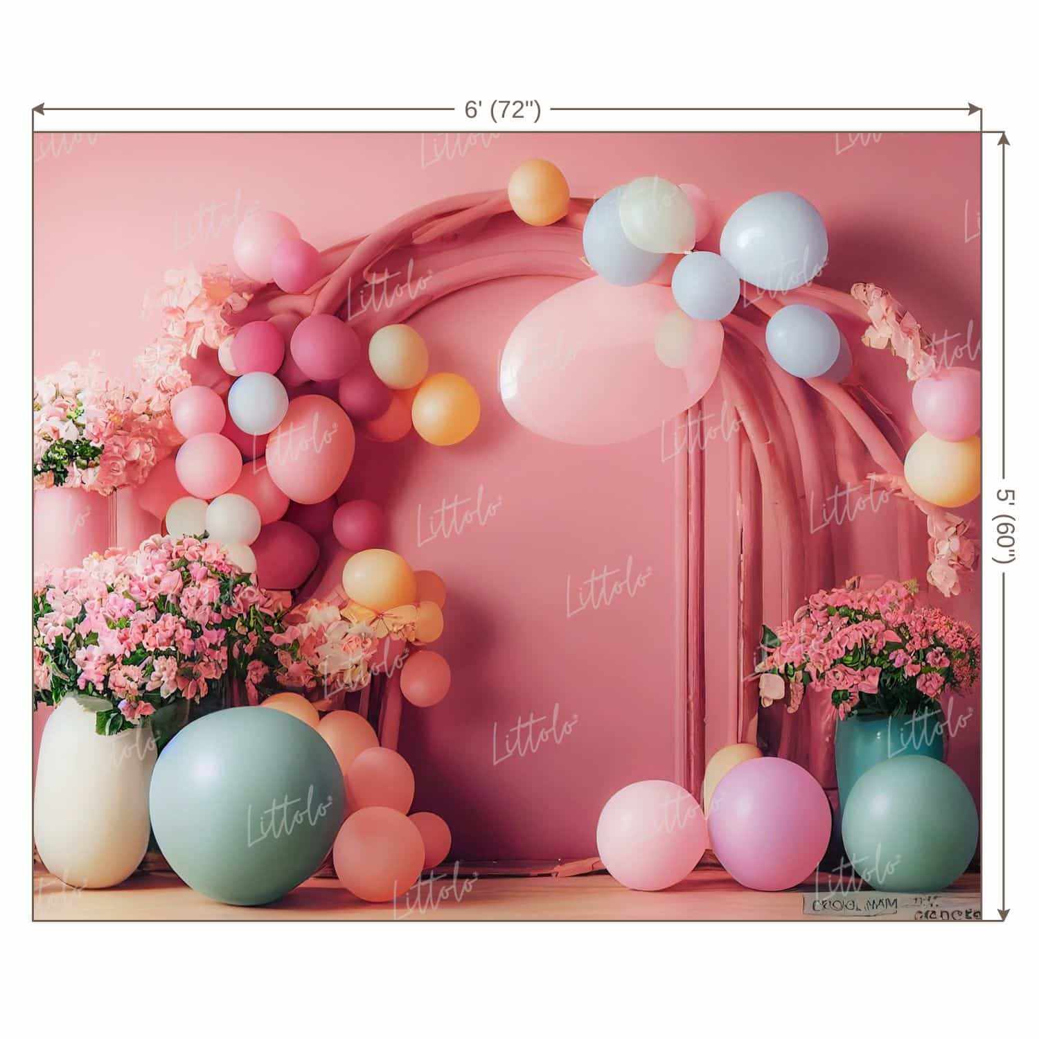 LB0762 Balloons Garland Floral Backdrop