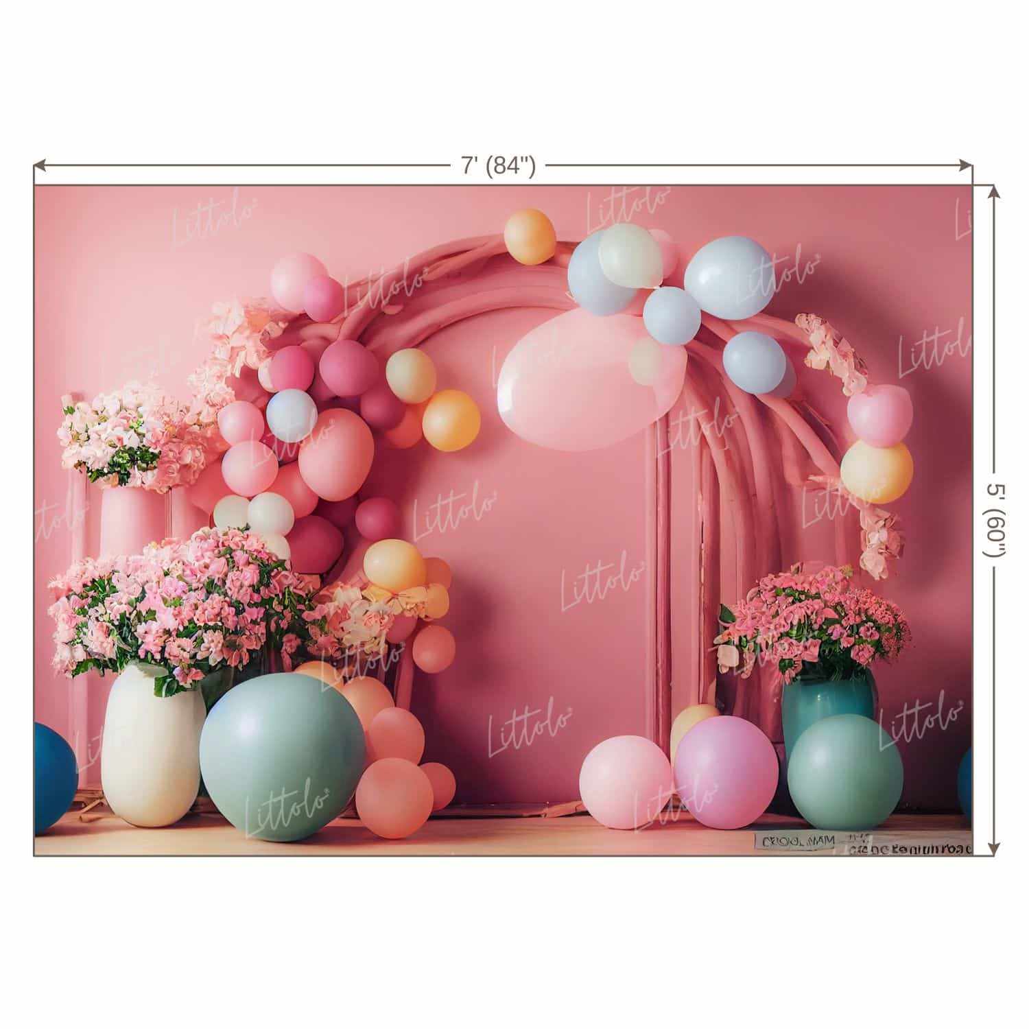 LB0762 Balloons Garland Floral Backdrop