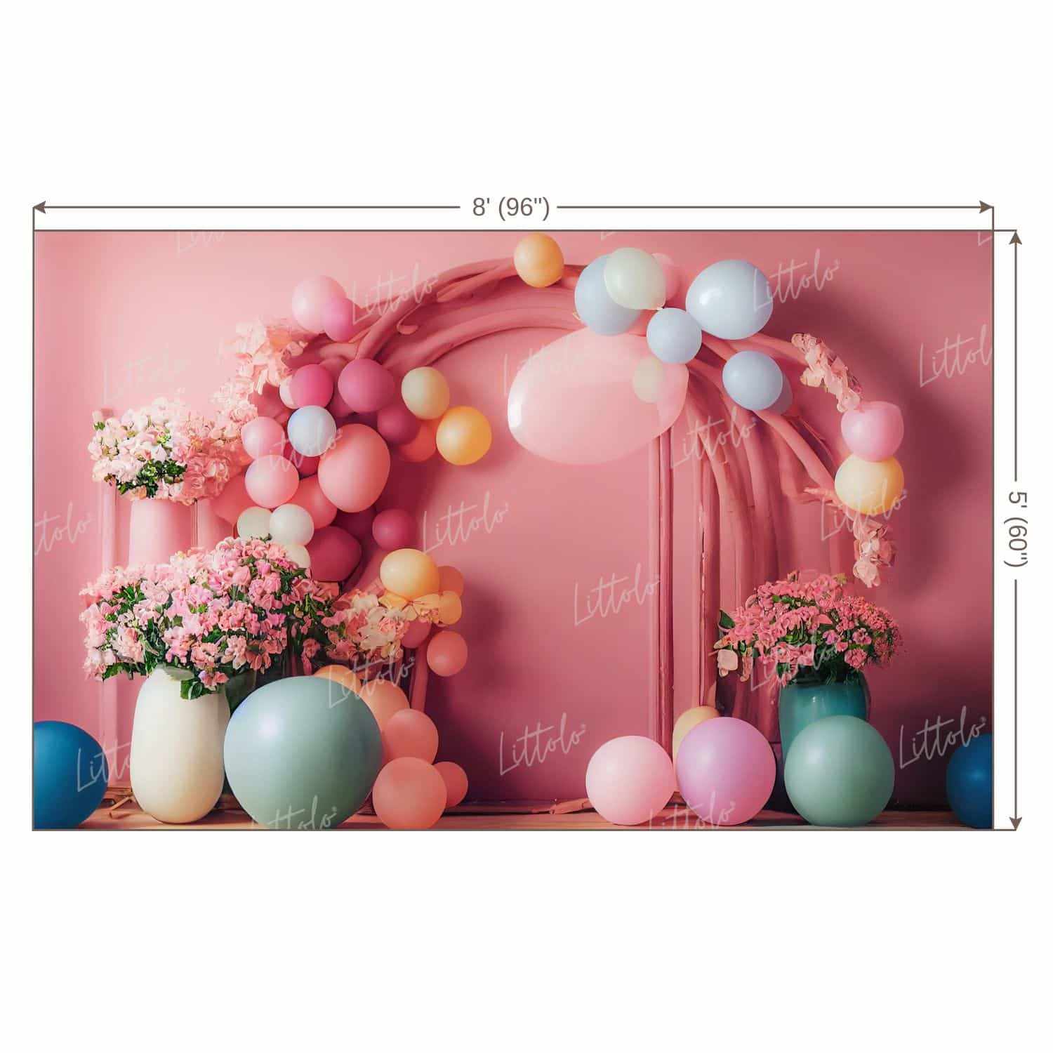 LB0762 Balloons Garland Floral Backdrop