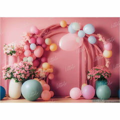 LB0762 Balloons Garland Floral Backdrop