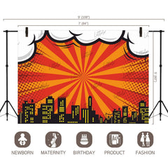 LB0799 Superhero Cartoon Backdrop