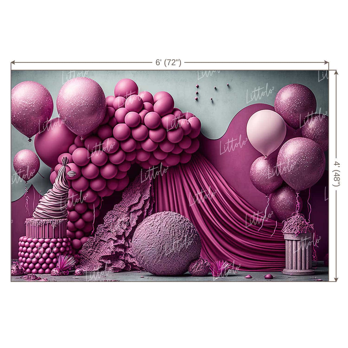 LB0809 Balloons Garland Floral Backdrop