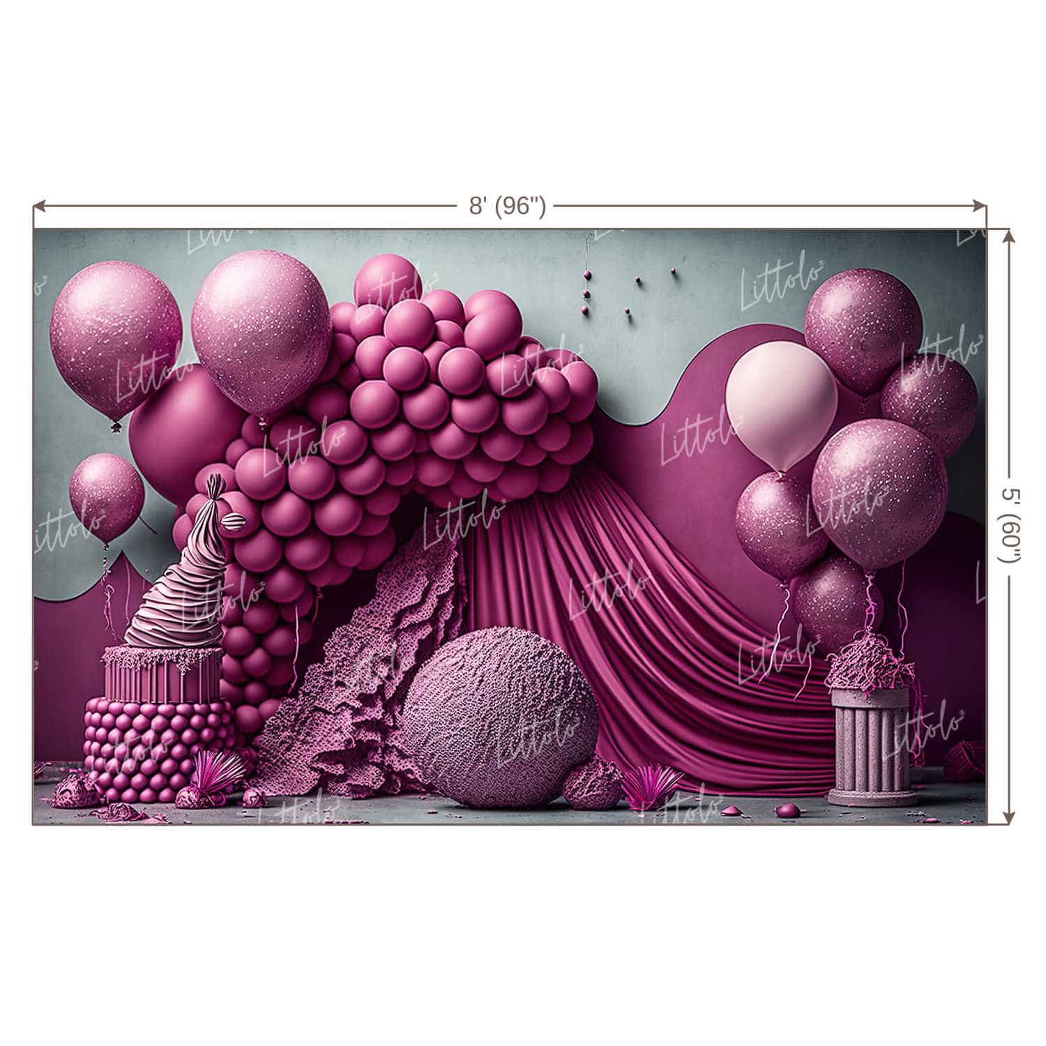 LB0809 Balloons Garland Floral Backdrop