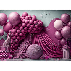 LB0809 Balloons Garland Floral Backdrop