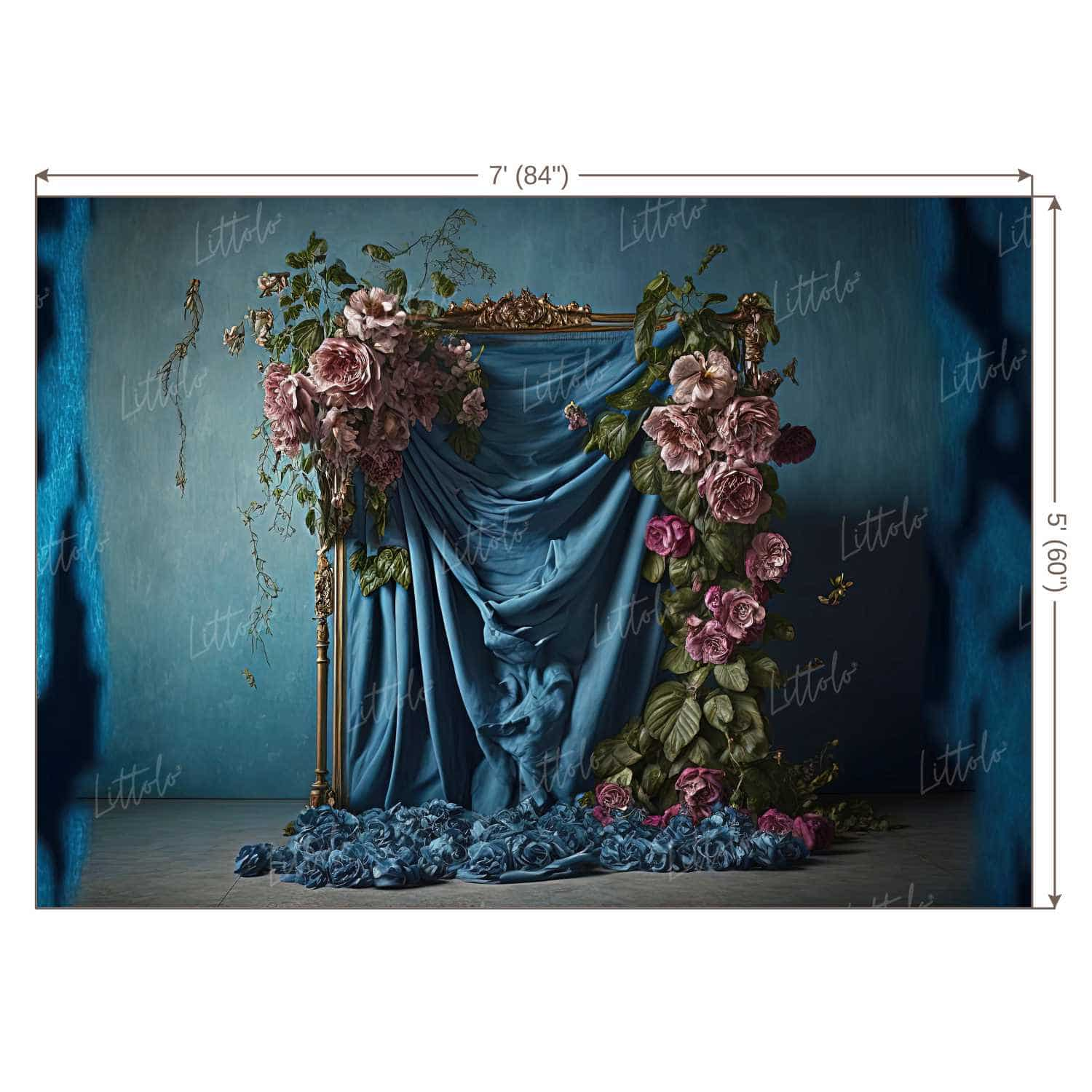 LB0811 Curtain Drape Floral Backdrop