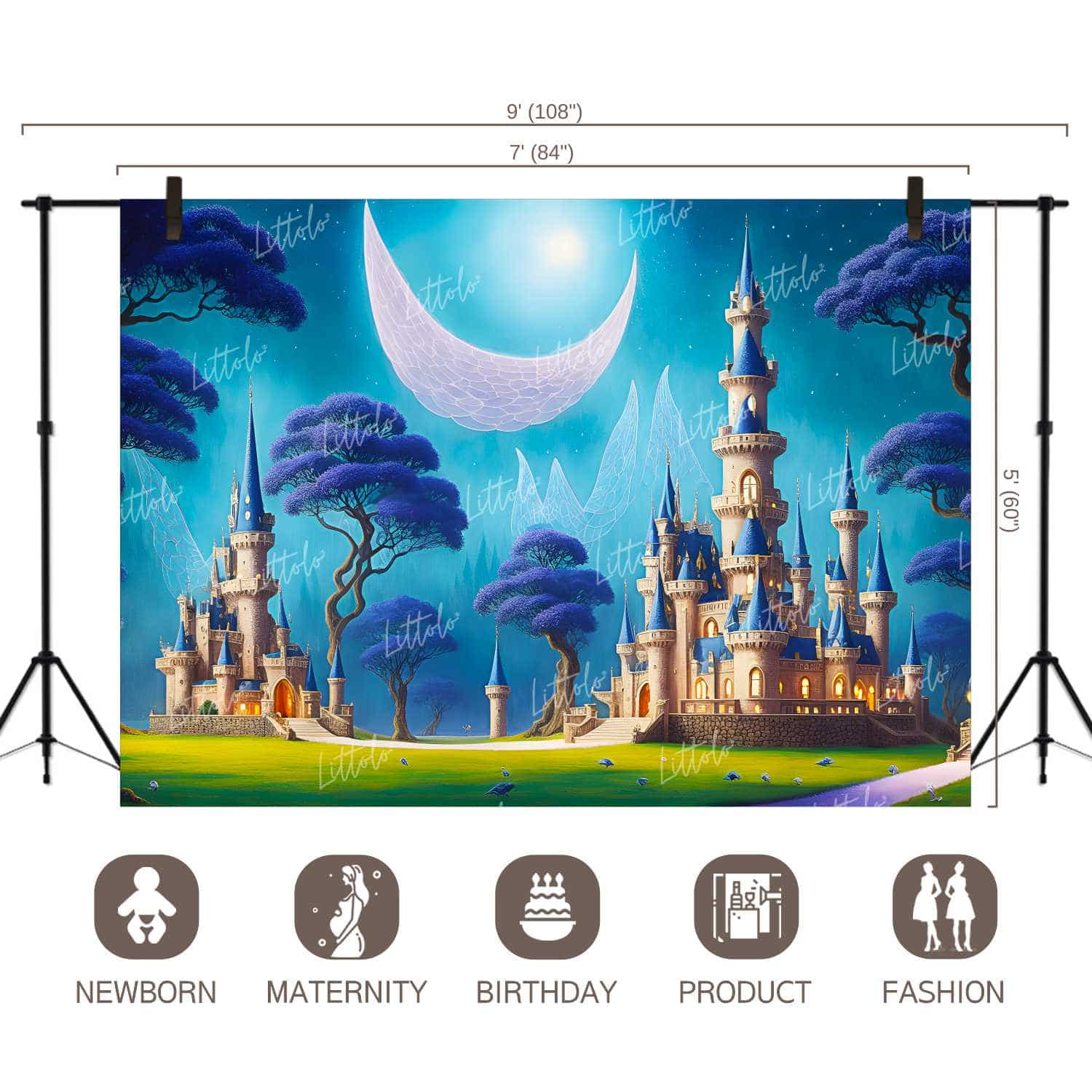 LB0812 Fairytale Princess Prince Castle Backdrop