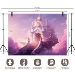 LB0813 Fairytale Princess Prince Castle Backdrop