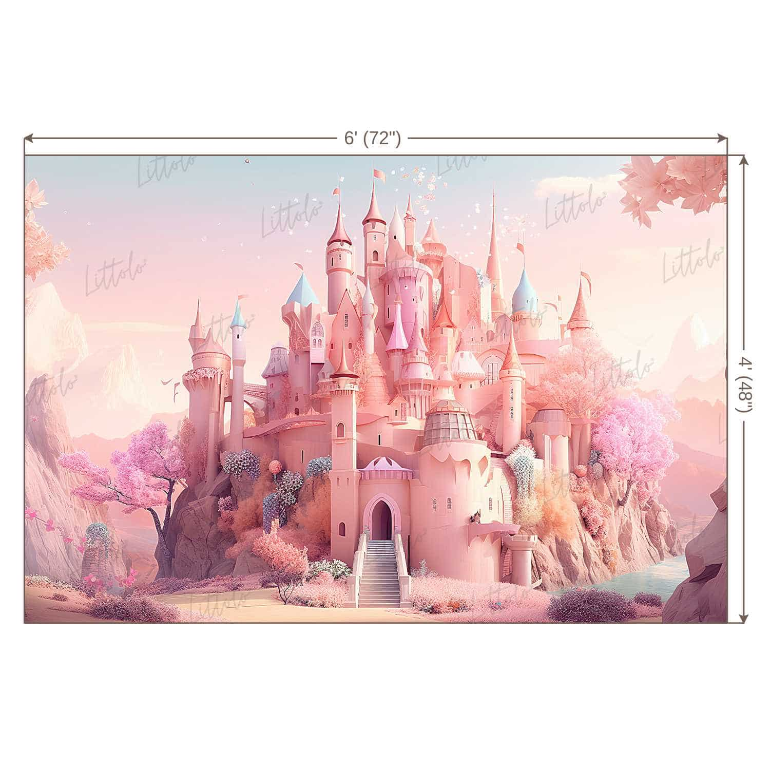 LB0814 Fairytale Princess Prince Castle Backdrop