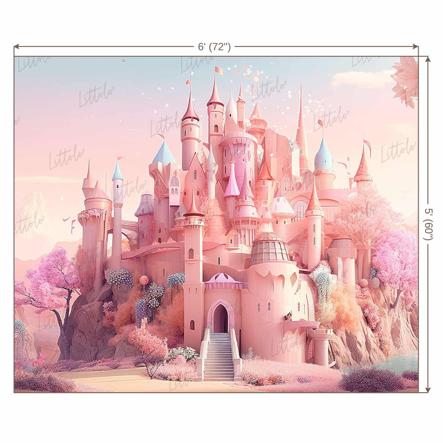 LB0814 Fairytale Princess Prince Castle Backdrop